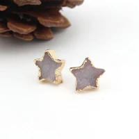 bijoux european druzy drusy resin stud earrings crescent star korean faux geode crystal earings for women jewelry gift