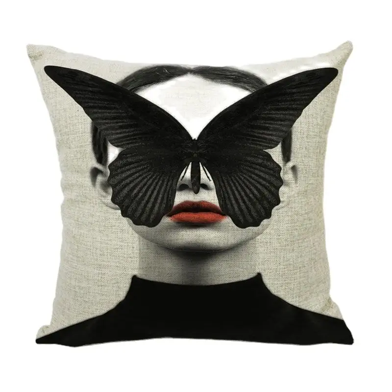 High Quality Cushion Cover Beautiful Girl and Flower Pillow Covers Chair 45X45Cm Cotton Linen Home Couch Seat Decor Eid Cojines | Дом и сад