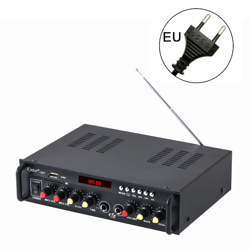 EU Kinter 007 усилитель звука аудио для динамика 30 Вт* 2CH AC источник питания DC12V Поддержка bluetooth 4,2 USB TF вход FM металлический корпус - Цвет: EU