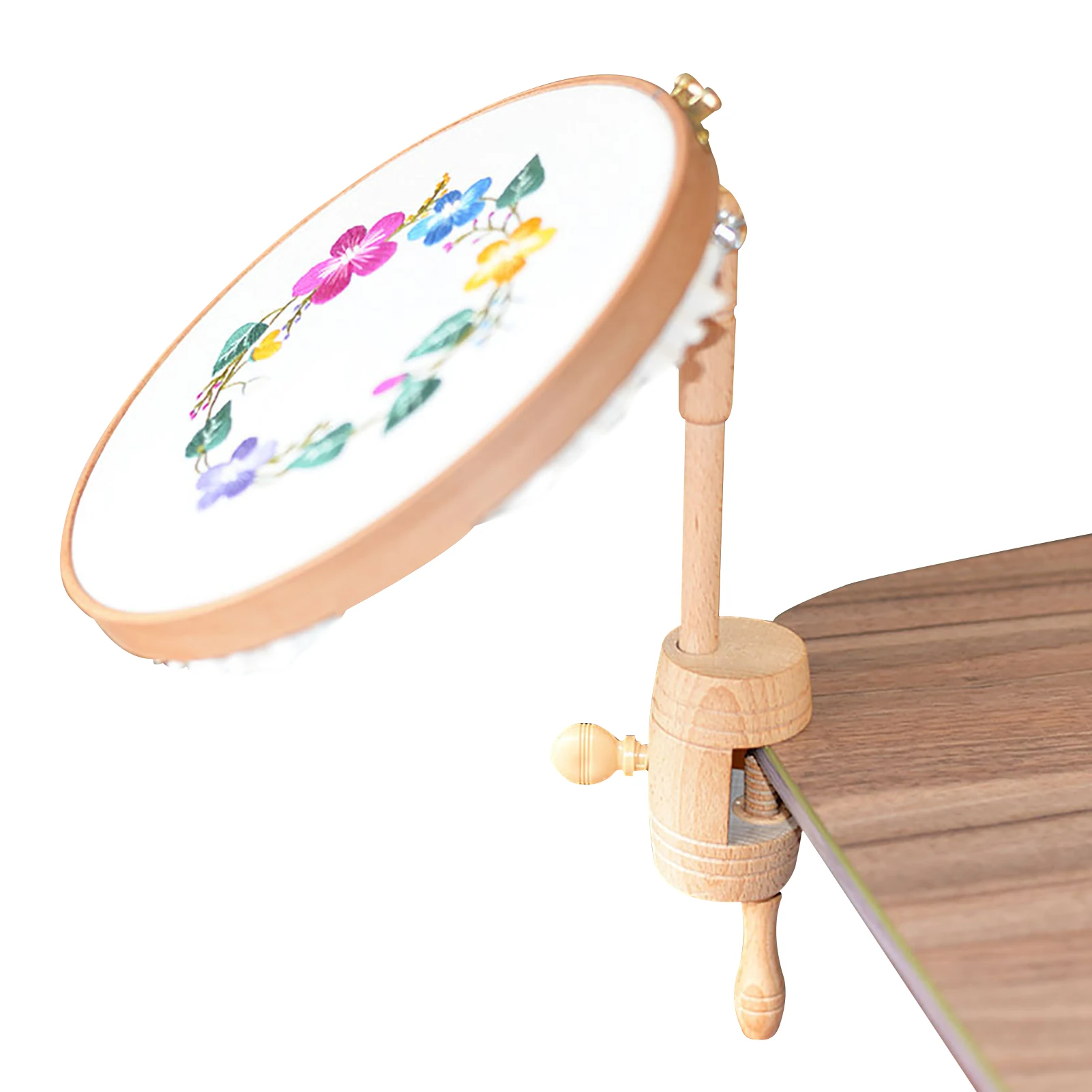 

Wooden Embroidery Hoop Folding Embroidery Stand Table Embedded Beech Cross Embroidery Ring Frame DIY Embroidery Sewing Clean