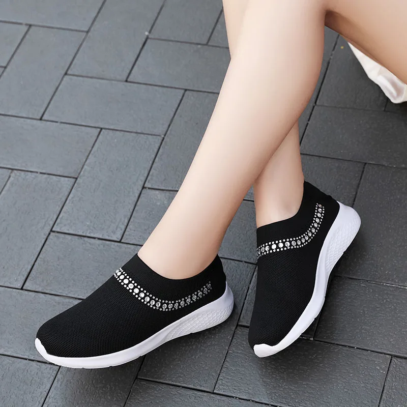

Women Fashion Sneakers Walking Socks Shoes 35-43 Plus Size Flying Fabric Jogging for Outdoor Sports Casual Shoes