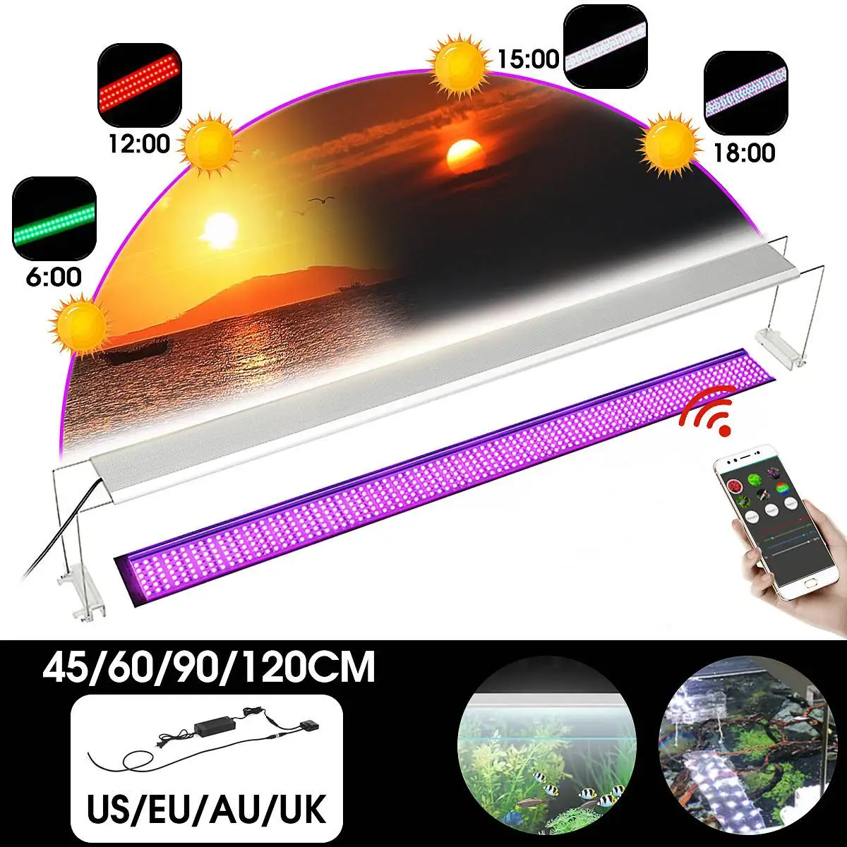 

90W RGB 120CM LED Fish Tank Light Full Spectrum Aquarium Light 4800lm