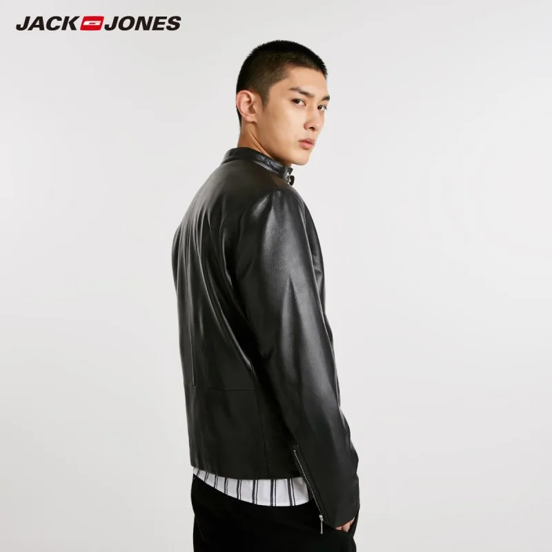 JackJones зимняя мужская повседневная овечья кожаная куртка 218428504|Мужские кожаные