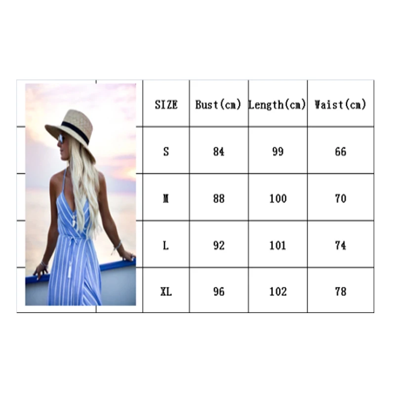 

Nice High Quality Brand Women Summer Beach Striped Halter Dress Long Dresses Feminine Sundress Irregular Bohemian Beach Dress