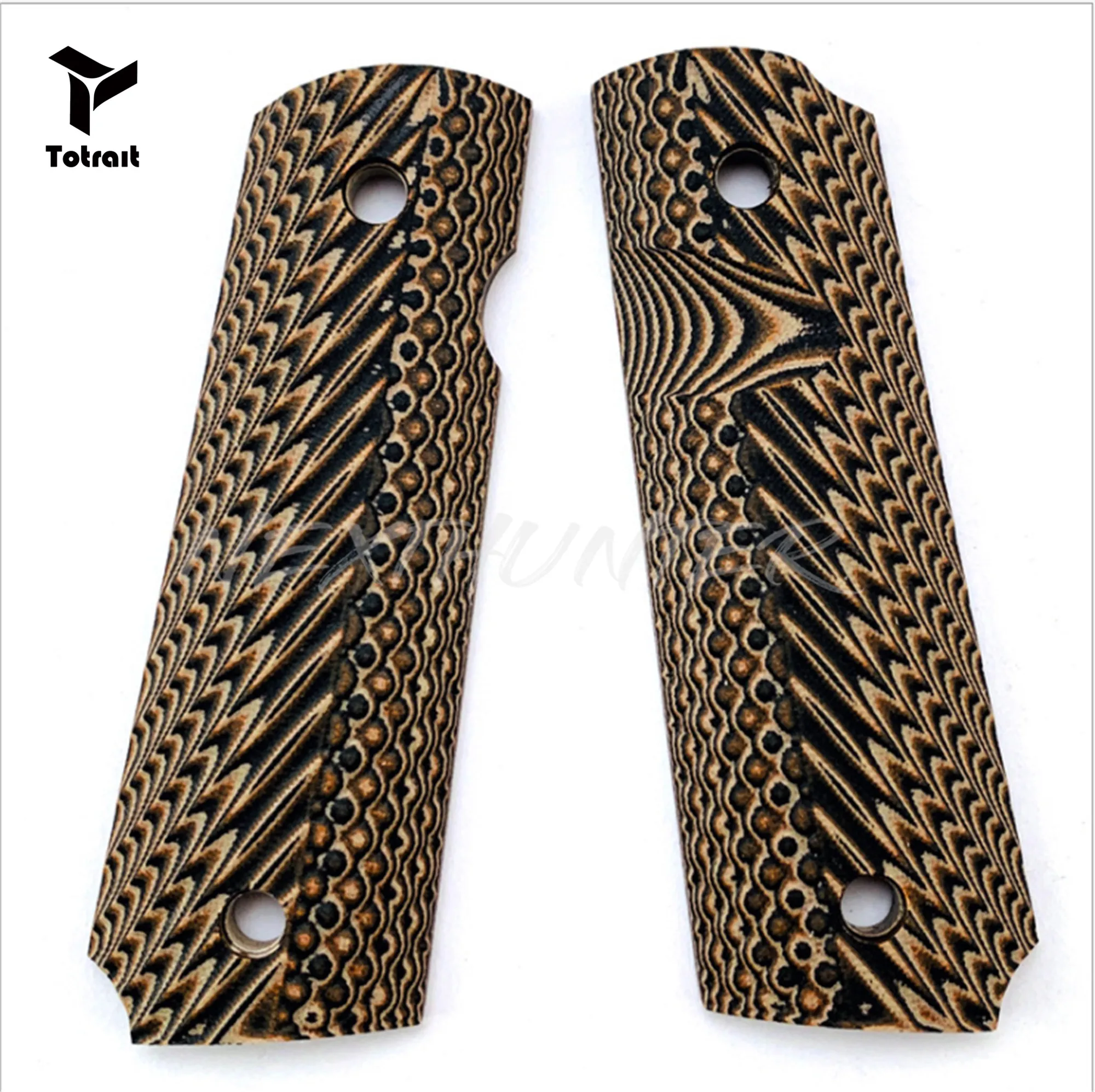 

TOtrait 2Pieces Professional G10 Knife Handles Patch Textured Material DIY Scales Non-slip Blanks For 1911 Grips Handle