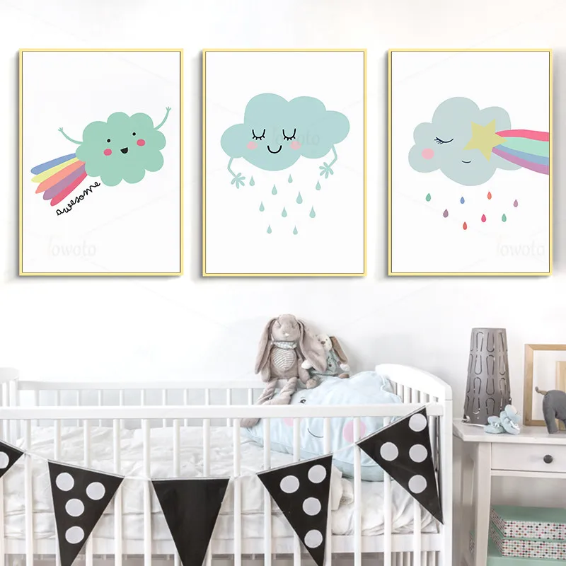 Мультяшный постер для погоды с милыми облаками луной солнцем Художественная