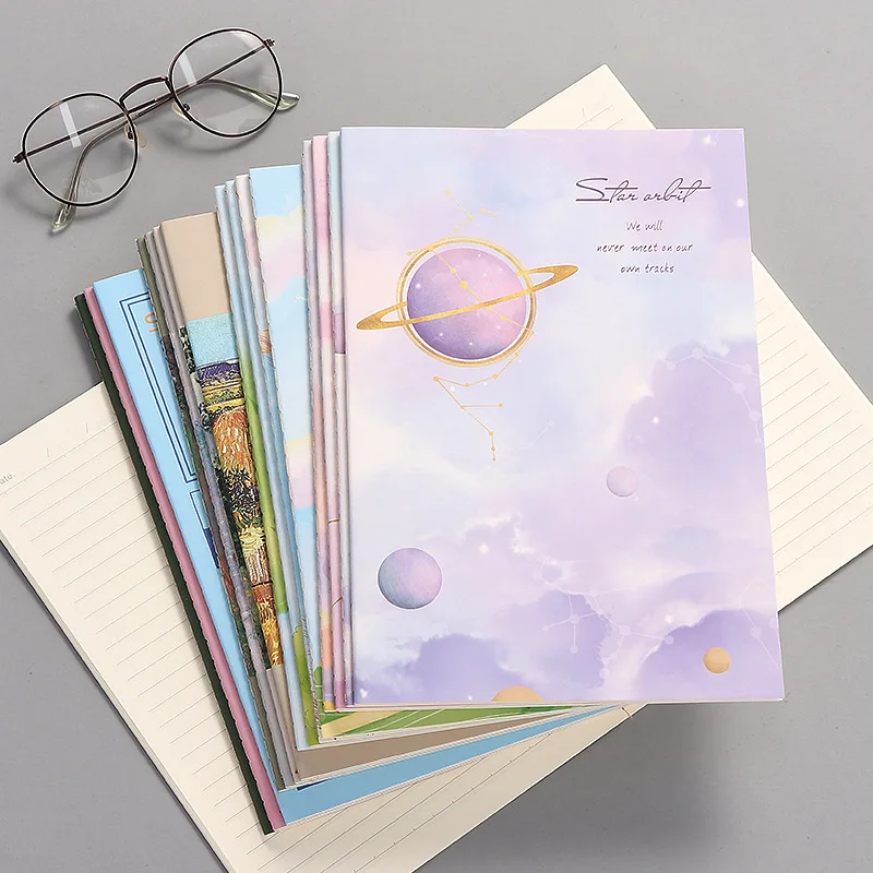 

4PCS Student Car Line B5 Notebook Ins Wind Small Fresh Large Notepad Literary Retro Style Thick Notebook Office Supplies