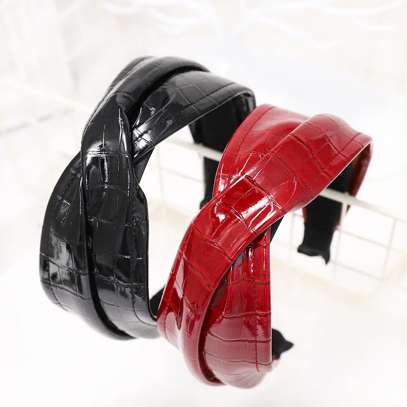 Женские кожаные повязки для волос с узором под крокодиловую кожу аксессуары 2019 |