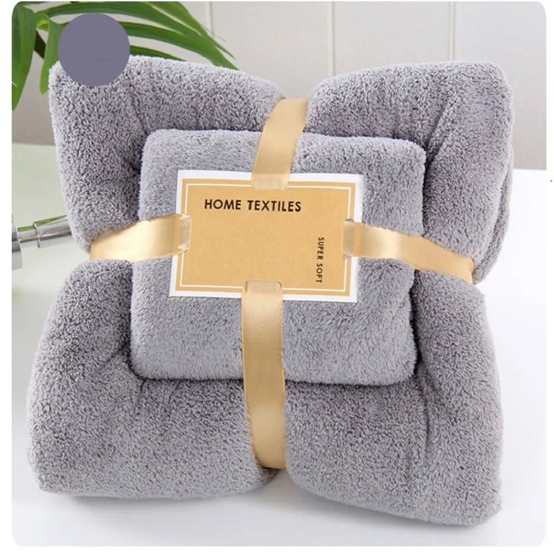 

Coral fleece 2pcs Set Soft Skin Comfortable Bath Towel And Face Towel Quick Drying Super Absorbent Towel Set