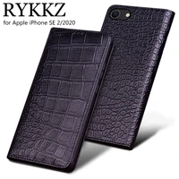 crocodile genuine leather case for apple iphone se a2296 5g slot holder cases for iphone 7 8 plus se 2 2020 flip cover