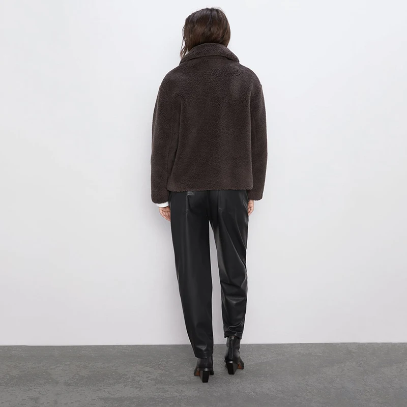 Новая модная теплая куртка ZA из искусственного меха ягненка женское