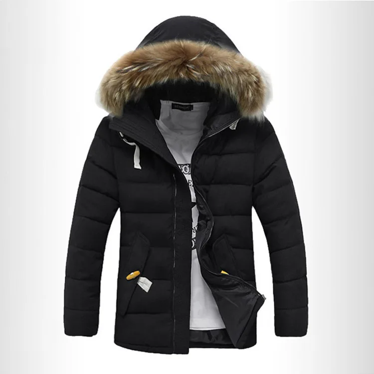 Winter Men'S Wear Mid-length Cotton-padded Clothes Jacket Men's Thick Warm Cold Plus-sized Cotton-padded Clothes Hooded Large Fu