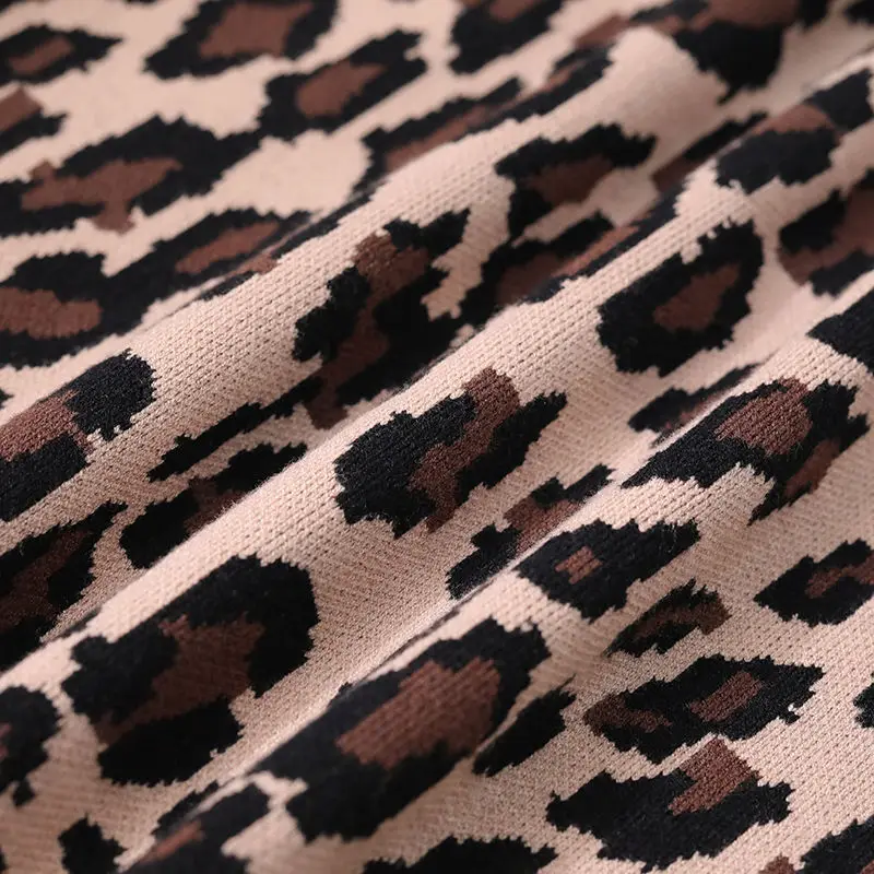 

Leopard print sweater women cardigan 2021 spring and autumn new fashion loose Joker v-neck coat coat