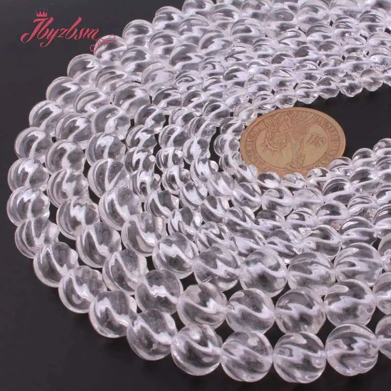 7 10 мм Круглый Резной Твист белый рок кристалл кварца натуральные камни бусы