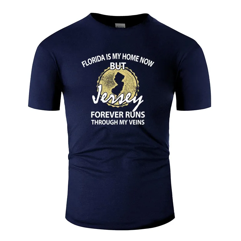 Модная футболка Florida Is My Home But Jersey Forever для мужчин 2020 s Мужская 100% хлопок|Мужские