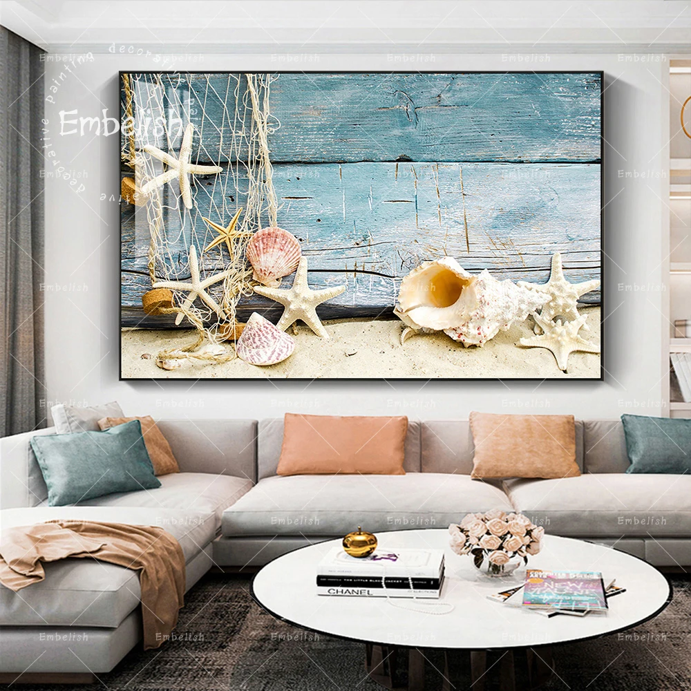 

Embelish 1 Pieces HD Print On Canvas Paintings Starfish Shells Wall Art Pictures Home Decor Modular Posters Living Room Artworks