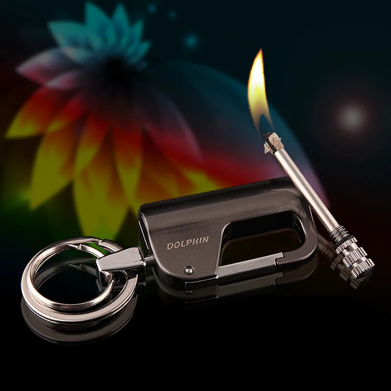 

Metal Fiery Permanent Matches Keychain Flint Lighter Compact Waterproof Free Fire Starter Kerosene Camping Outdoor Survival Tool