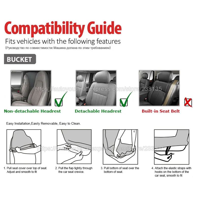 

AUTOYOUTH Classic Front Car Seat Covers 2 PCS Black with Gray Universal Fit for lada Honda Toyota Most Auto Interior Car Styling