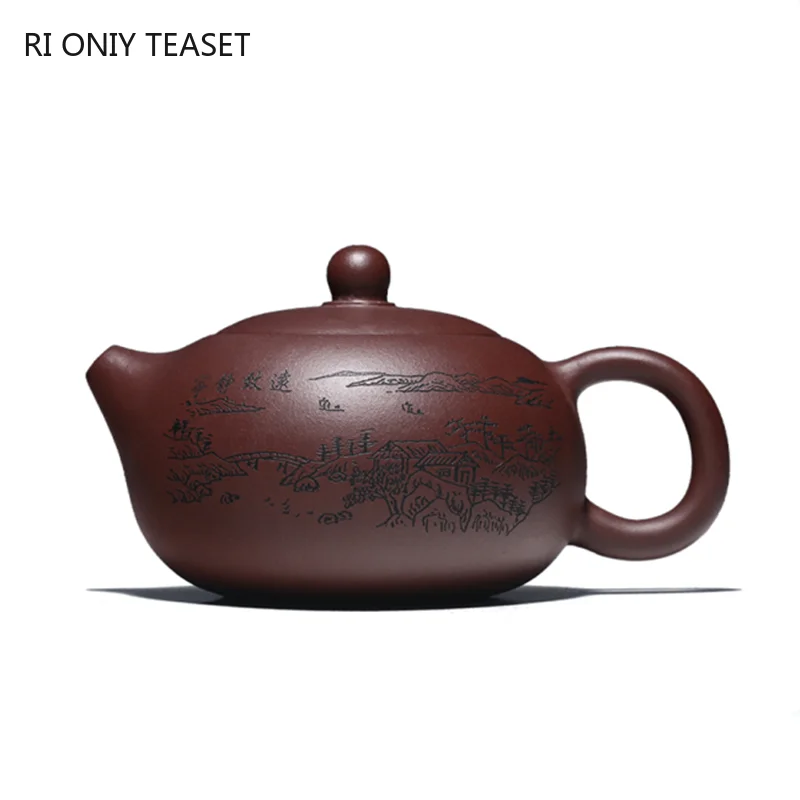 

Оригинальный чайный горшок из исинской фиолетовой глины, 350 мл, чайный горшок из сырой руды, грязи и Сиши, чайник с фильтром Zisha ручной роспис...