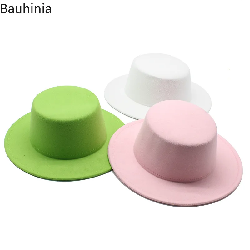 Женская фетровая шляпа Bauhinia с плоским верхом из искусственной шерсти широкими