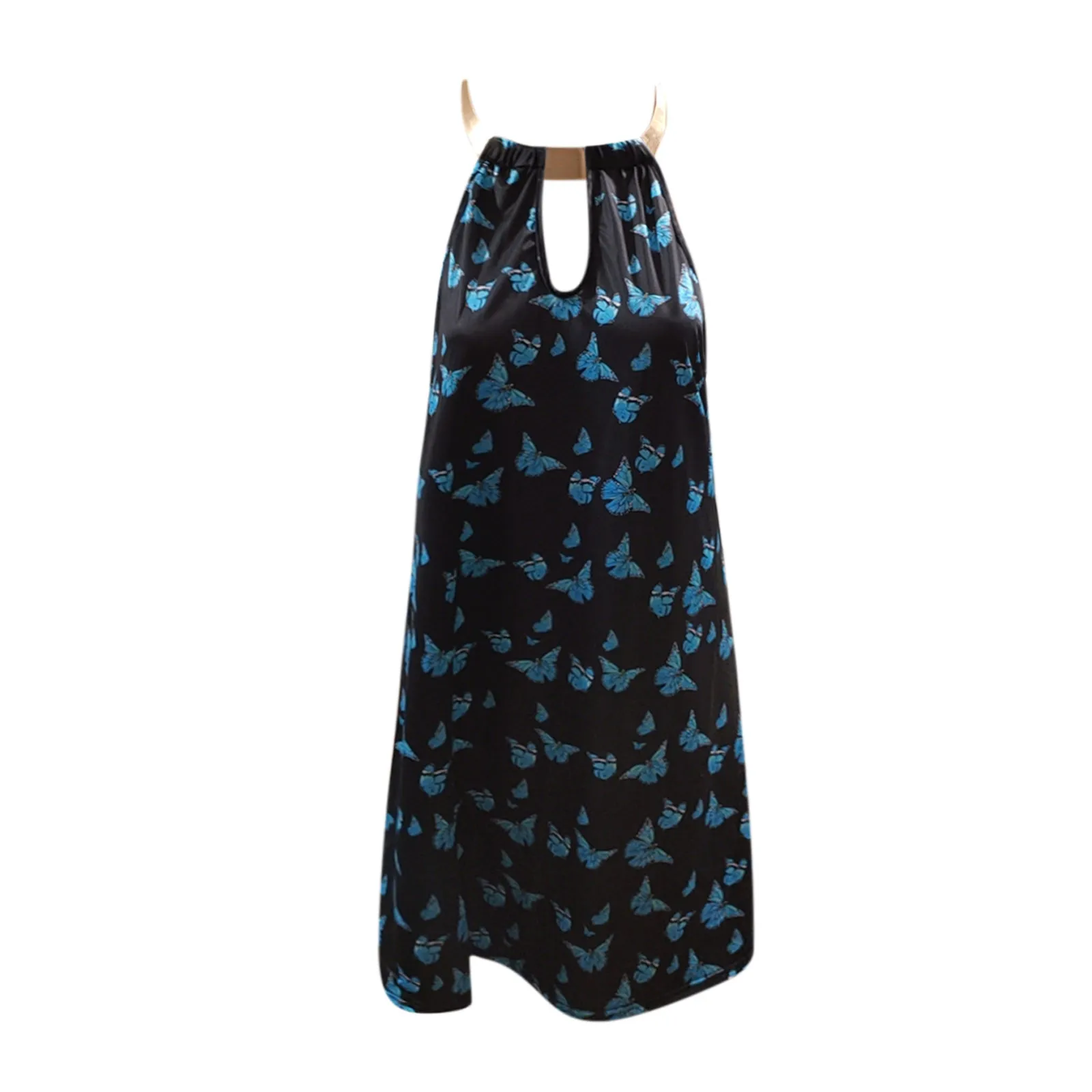 

Womail dress summer dress tank dress Women's Sexy Non-positioning Printed Sleeveless Hanging Neck Strapless Dress women elegant