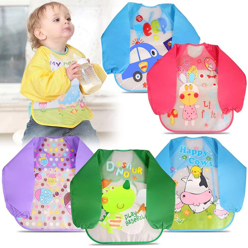 

New Best Selling Waterproof Full Sleeve Bib Children Apron Long Sleeve Feeding Bib Children Eating Breast Baby Bib Baby Products