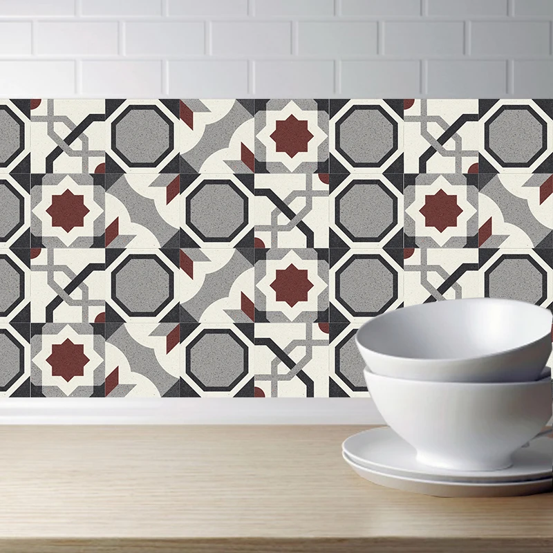 

100x20cm Geometric Style Mosaic Retro Tile Sticker Home Decor PVC Adhesive Wallpaper Bathroom Decor Art Mural Poster