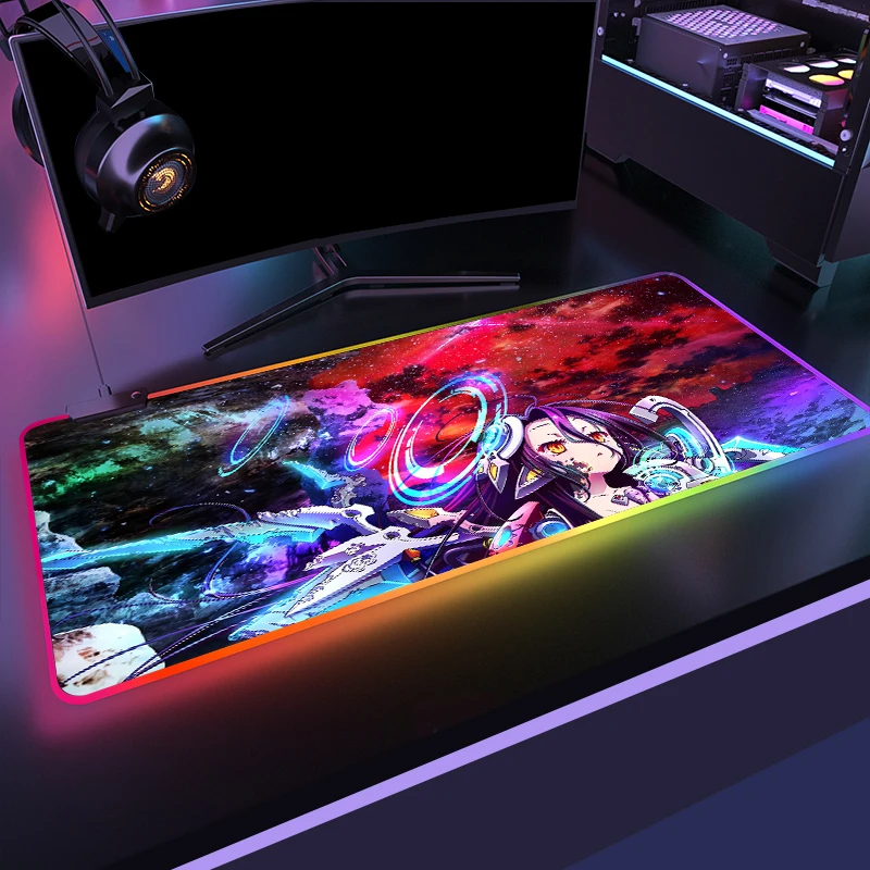 Большой игровой компьютерный коврик для мыши RGB без игры геймерский с аниме