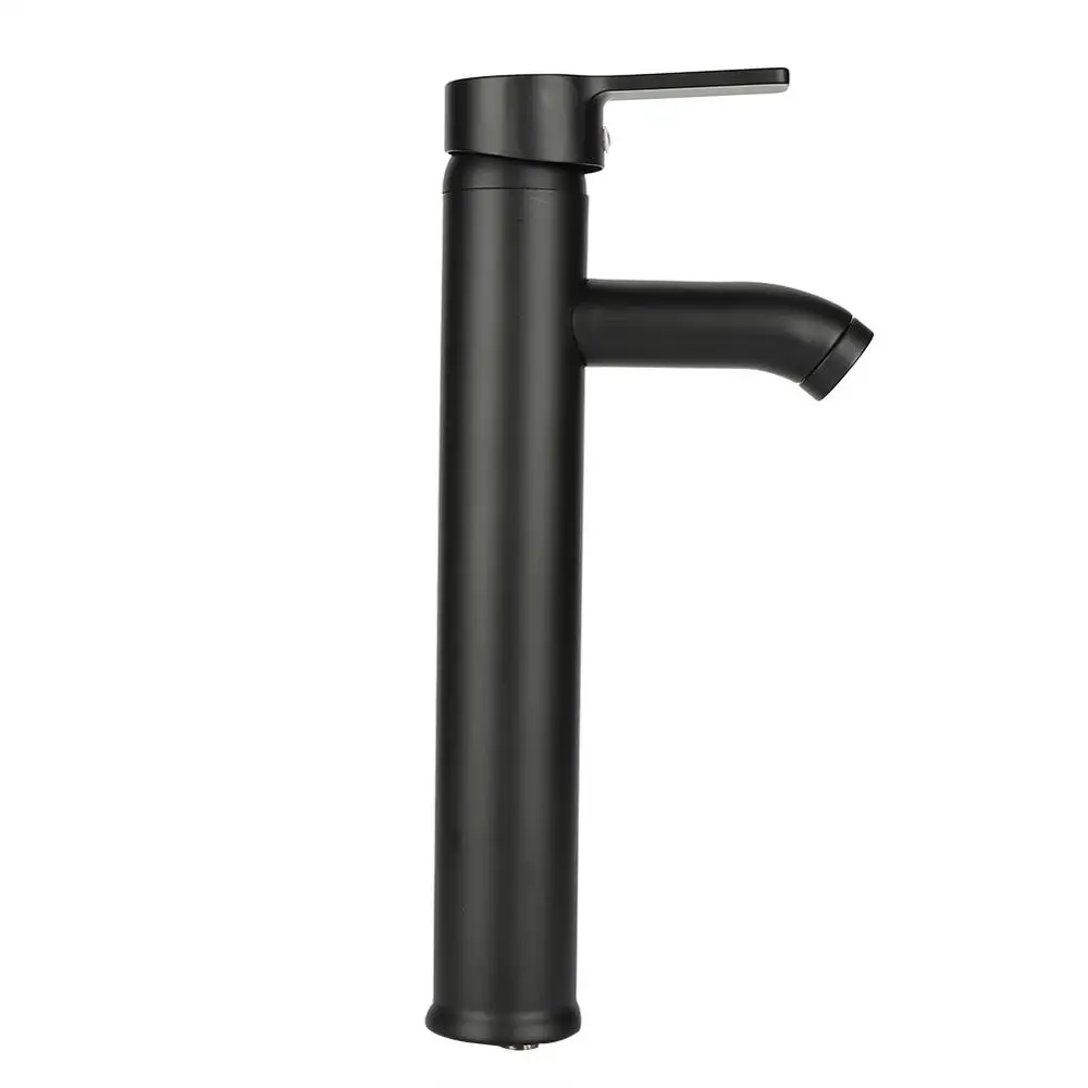Черный смеситель для раковины из нержавеющей стали с одной ручкой в ванную