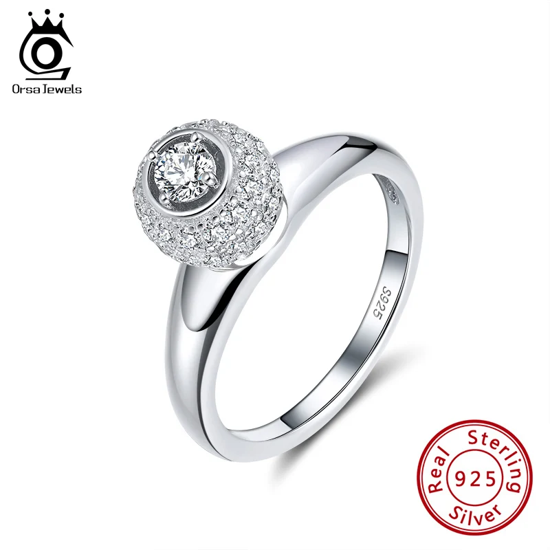 ORSA JEWELS 925 пробы серебряные кольца с закрепкой AAAA циркониевые женские на палец