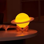 3D печать лампа Сатурна USB Настольный светильник s сфера в форме шара ночсветильник с пультом дистанционного управления для спальни светодиодный ночсветильник