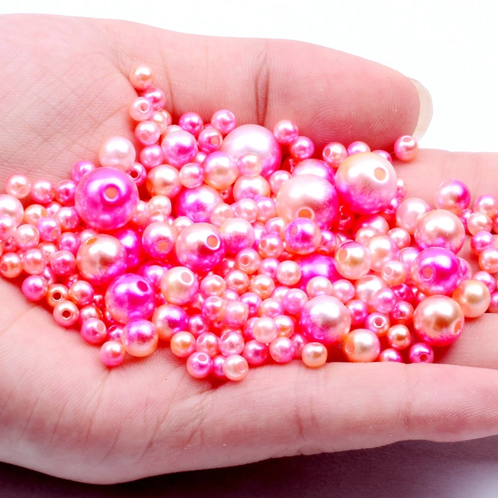 Круглые бусины из смолы для шитья имитация жемчуга с прямыми отверстиями сделай