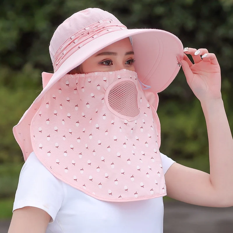

Women Men Cotton Sunhat Protection Sun Hat Removable Neck Face Flap Cap