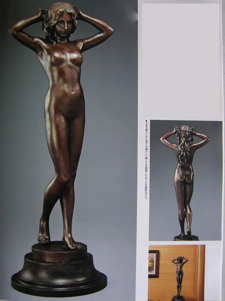 

Life Size Sexy Nude Standing Girl Bronze Statue Naked Woman Sculpture Modern Erotic Female Art Large 78Cm Decoration