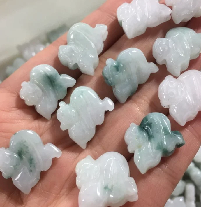 

10PC Natural jade Emerald monkey Bracelet Pendant DIY Accessories Bangle Charm Jewellery Fashion Hand-Carved Luck Amulet