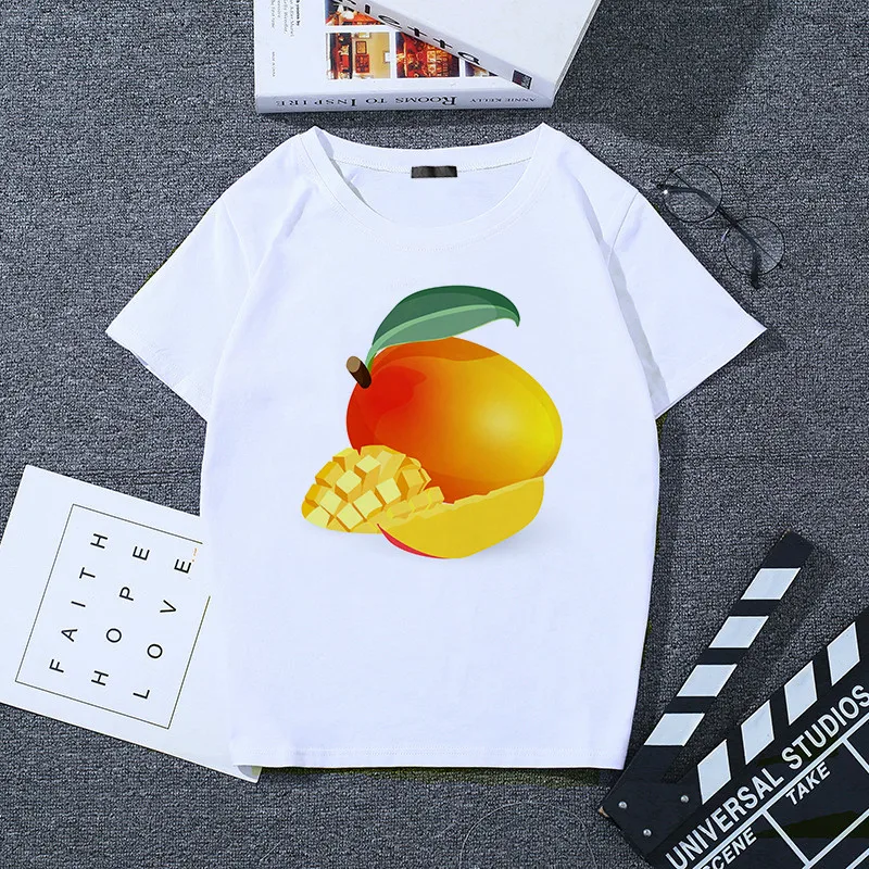 

Mango Cute Fruit Art Aesthetic Print Summer New Tshirt Oversized Harajuku T Shirt Tops Short Sleeve Women Ullzang Vegan Clothesc