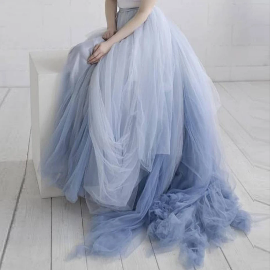 Модная длинная фатиновая юбка пачка смешанного цвета бальное платье со шлейфом