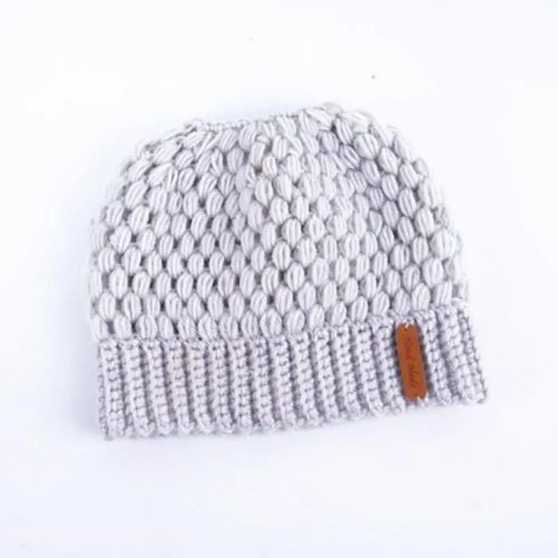 

Winter Knitting Hats Winter Women Hat Ladies Girl Stretch Knit Hat With Tag Messy Bun Ponytail Beanie Holey Warm Hats Caps
