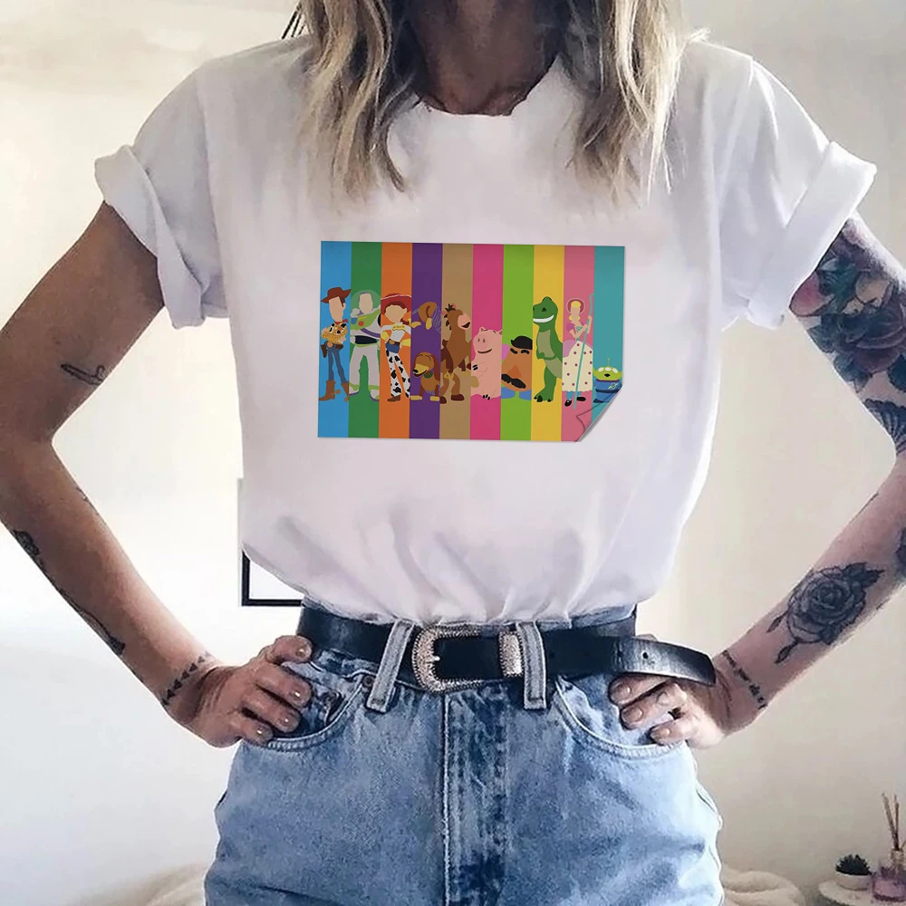

Women's T-shirt Cartoon Print T shirt Ladies Summer Fashion Tee Girls New Cute Harajuku Unisex Top Toy Story Female Clothes