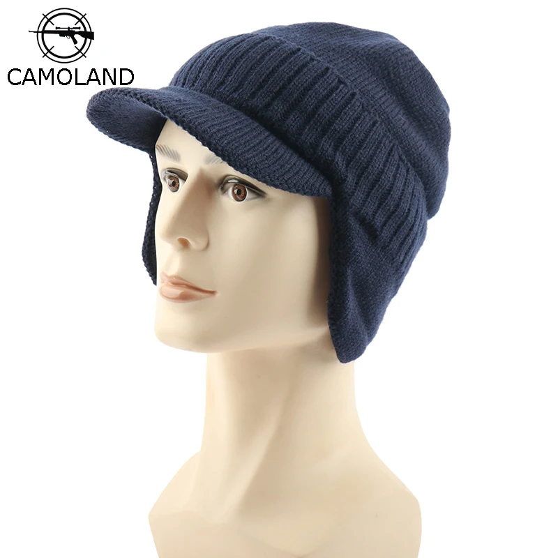 Зимняя шапка и шарф CAMOLAND для женщин мужчин вязаные шапки с козырьком ушанки