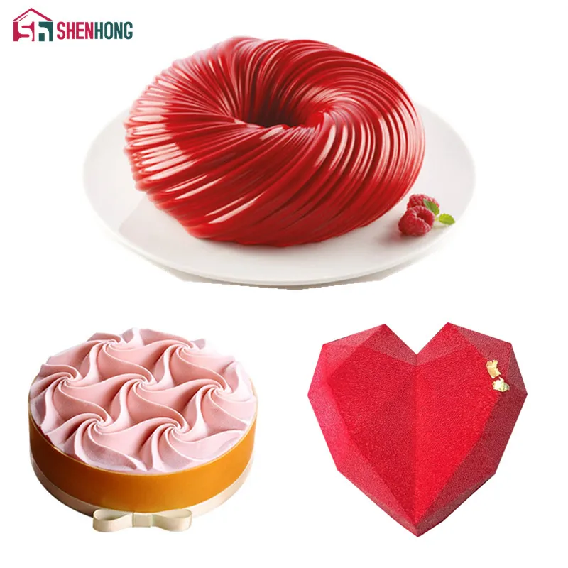 SHENHONG 3 шт./компл. вихревая форма для торта выпечки муссов и десертов силиконовая