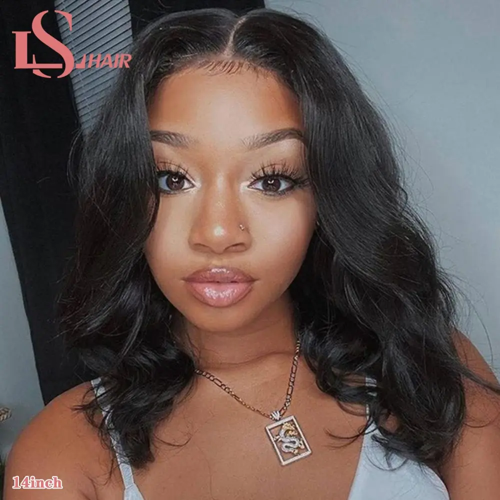 Body Wave Short Bob Wigs Loose Wave Lace Human Hair Wigs Brazilian T Part Lace Frontal Remy Wigs 4x4 Lace Closure Wigs For Woman