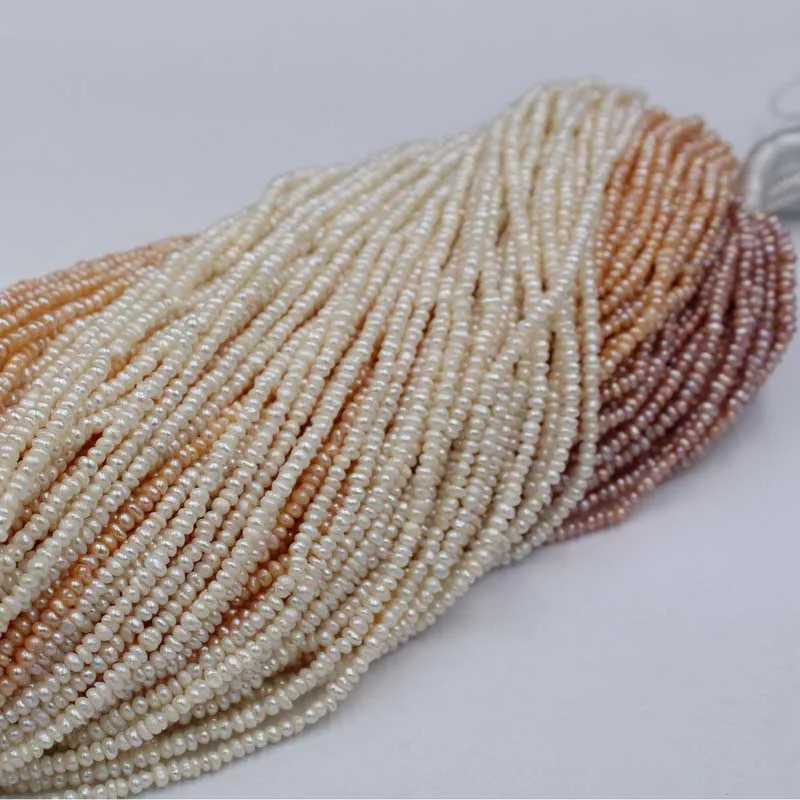 freshwater pearl white/pink/purple baroque 2-3mm14&quot FPPJ wholesale beads nature loose for DIY jewelry |