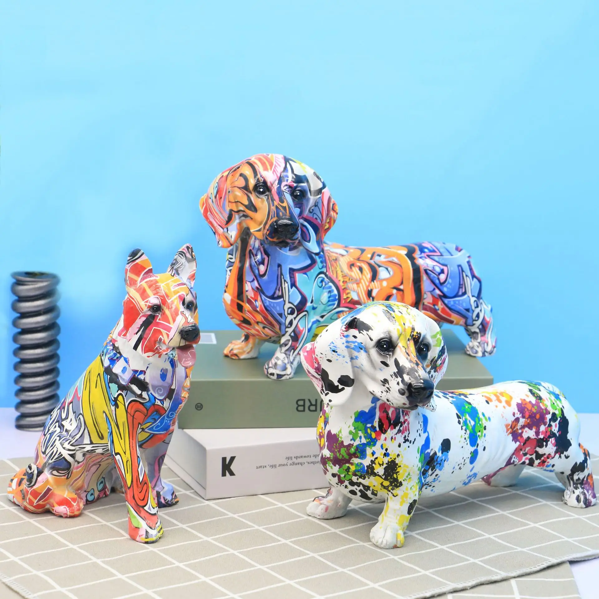 

Креативные красочные украшения в виде вольфика, таксы, украшение для дома, входа, винного шкафа, офиса, рабочего стола, полимерные изделия