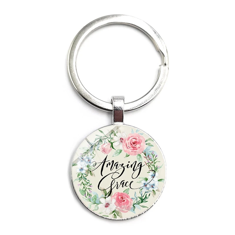 

2020 New Bible Scripture Keychain Glass Dome Pendant Moon Necklace Scripture Quotes Jewelry Christian Faith Inspirational Gift