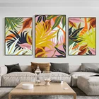 Настенная Картина на холсте с абстрактными цветами и листьями, картина, скандинавский декор, плакат для гостиной, дома, отеля, декоративные картины