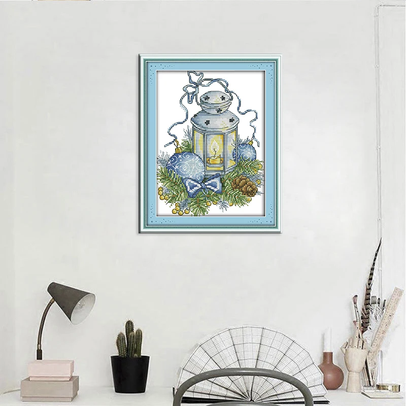 Joy Sunday синие новогодние огни Счетный крест Stitch11 и 14CT DIY вышивка рукоделие Наборы