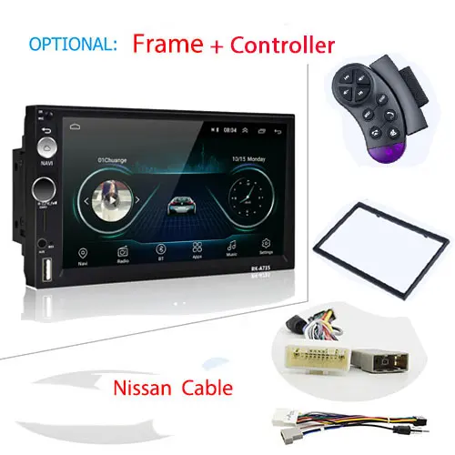 Nissan Cable Podofo 2din Android8.1 " сенсорный экран автомобильный Радио мультимедийный плеер gps Nav Wifi MP5 зеркальное соединение аудио стерео для универсального - Цвет: Nissan Cable