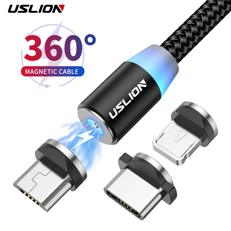 Магнитный зарядный кабель USLION с поворотом на 360 градусов Тип C магнитный для