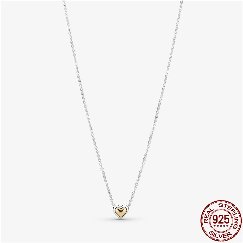 

100% Real 925 Sterling Silver Simplicity Heart-shaped ChainNecklace Birthday Gifts For Ladies Fashion DIY Jewelry For Boutique